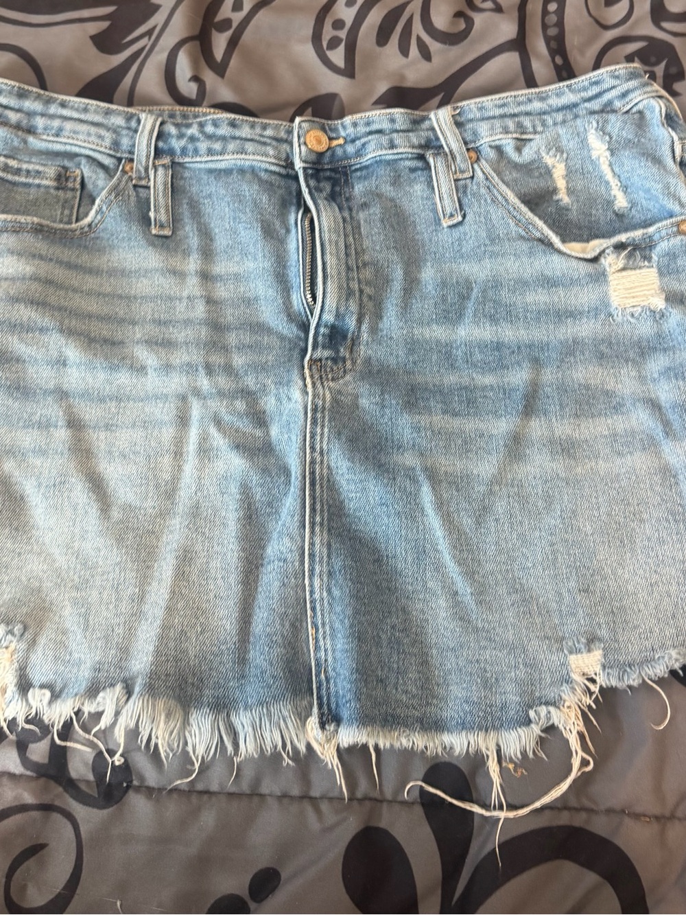 KanCan Light Blue Distressed Denim Mini Skirt